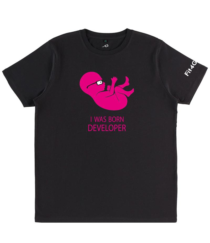 T-Shirt I Was Born Developer nera